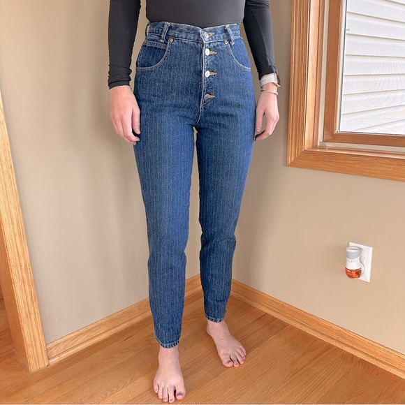 Vintage Palmetto’s Pinstripe High Waist Denim Jeans - Picture 1 of 6